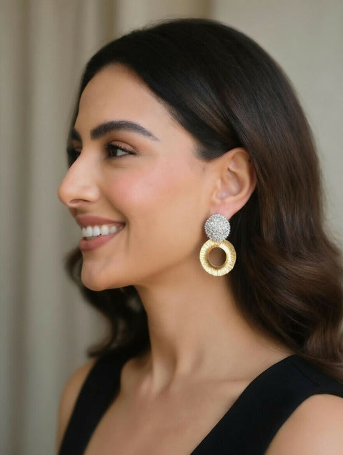 Rond Handmade Earrings with natural zircon