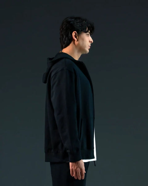 EMBROIDERED CLASSIC FULL ZIP HOODIE BLACK