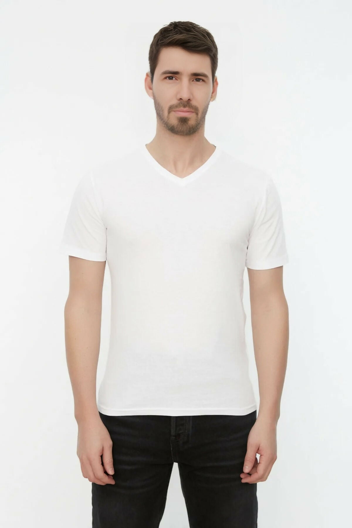 V-Neck Slim Fit Basic Cotton T-Shirt