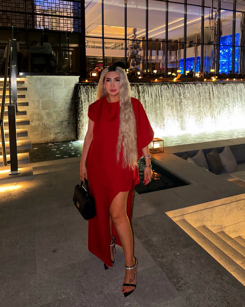 Icona Stile Asymmetric Red Oversize Two-Piece Set