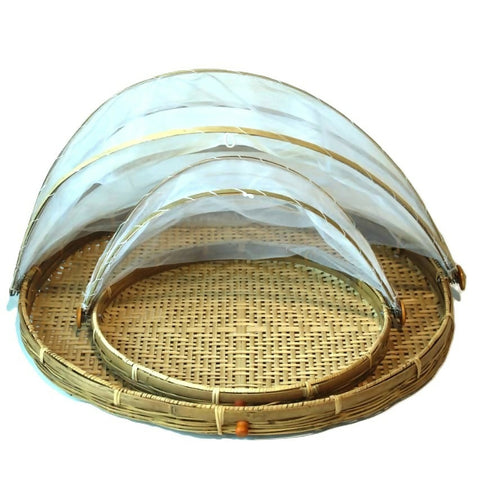 Susarts handmade round tray with mesh cover