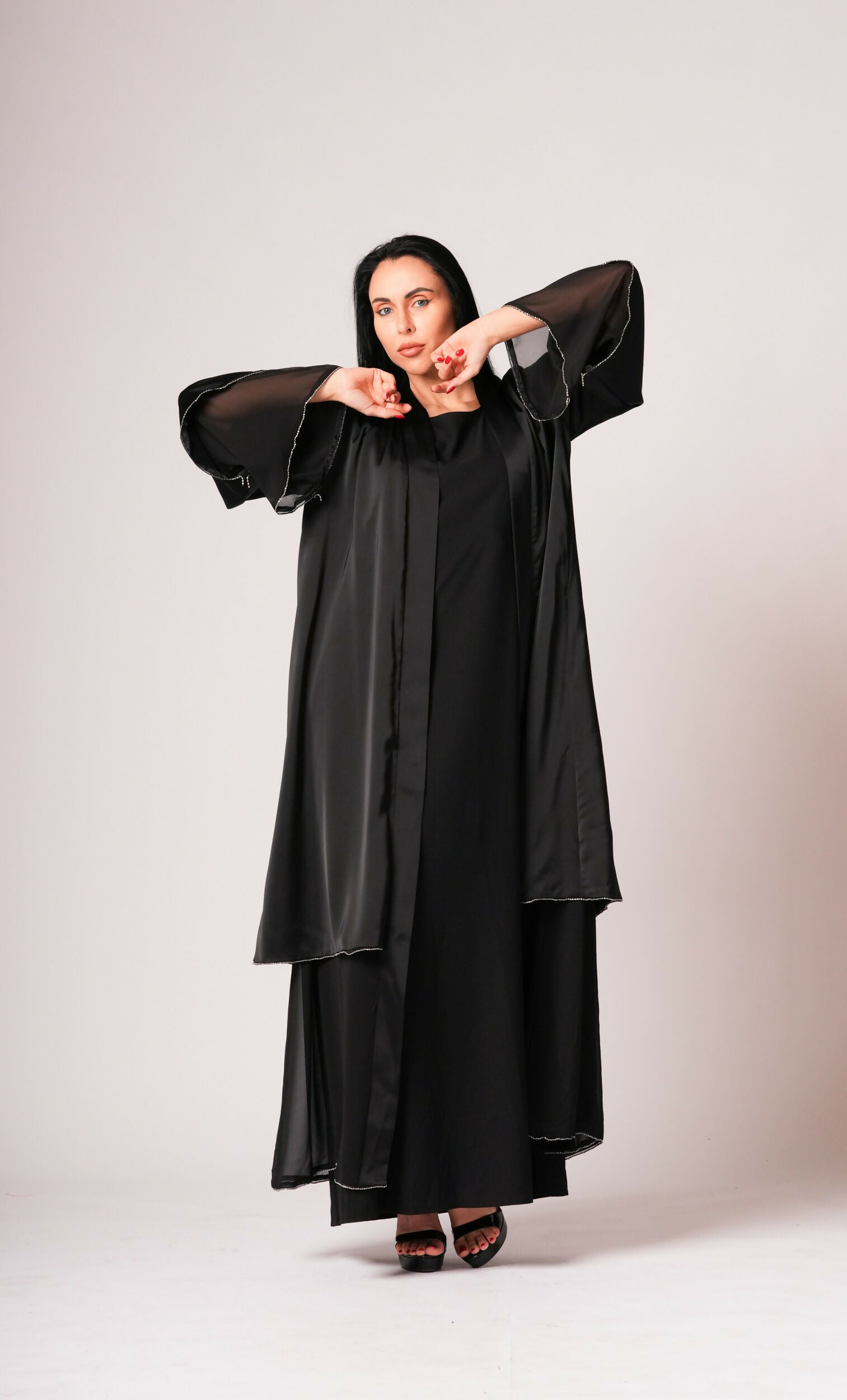 ELT Women Abaya Black Dress Detailed Elegant Comfortable 9688 Model