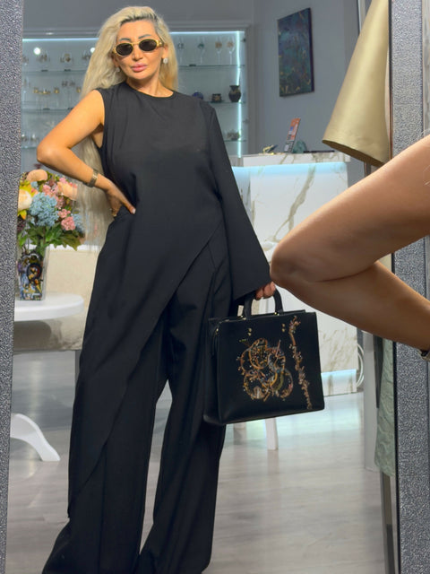 Icona Stile Asymmetric Black Oversize Two-Piece Set