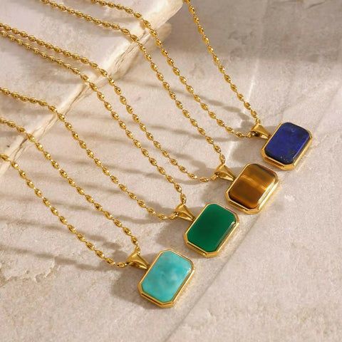 EtherealGreen Jade Stone Pendant Necklace