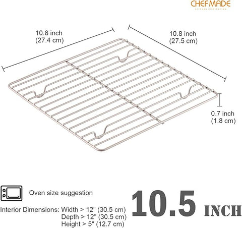 CHEFMADE Baking and Cooling Rack, 10.8-Inch Non-Stick Square Wire Rack for Oven Baking (Champagne Gold)