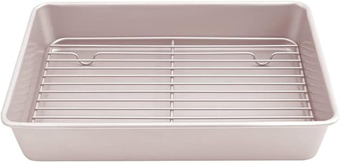 Chefmade 13 inch Roasting Pan with Rack 35.6x27.9x12.7 cm