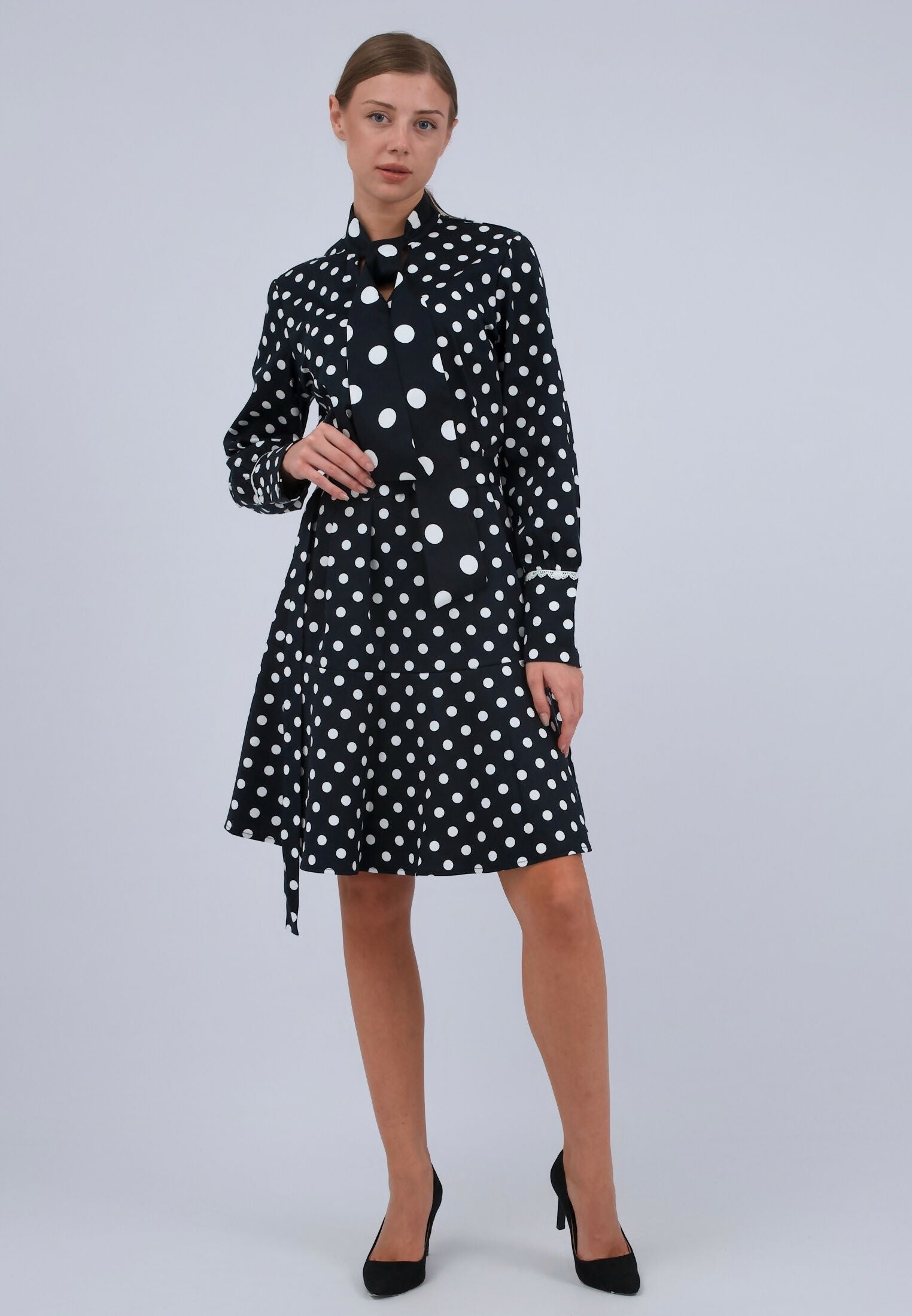 Dark Blue Polka Dot Dress