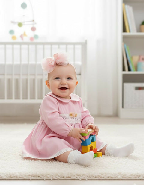 MAISON BEBE Nour Elegant Newborn Dress Set - Pink