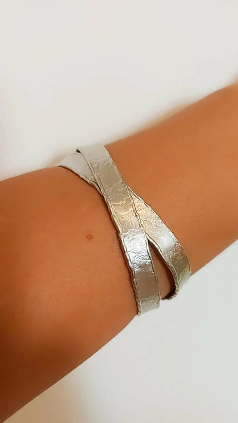 Crossover Cuff Bracelet Silver