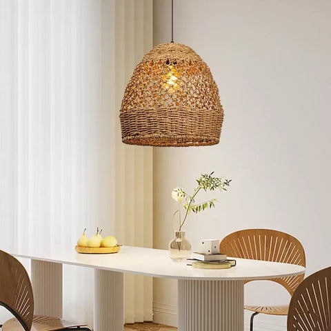 Artibrannan+1+-+Light+Seagrass+Dome+Pendant