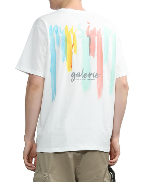 Van Gogh Watercolor Print Short Sleeve T-shirt in White