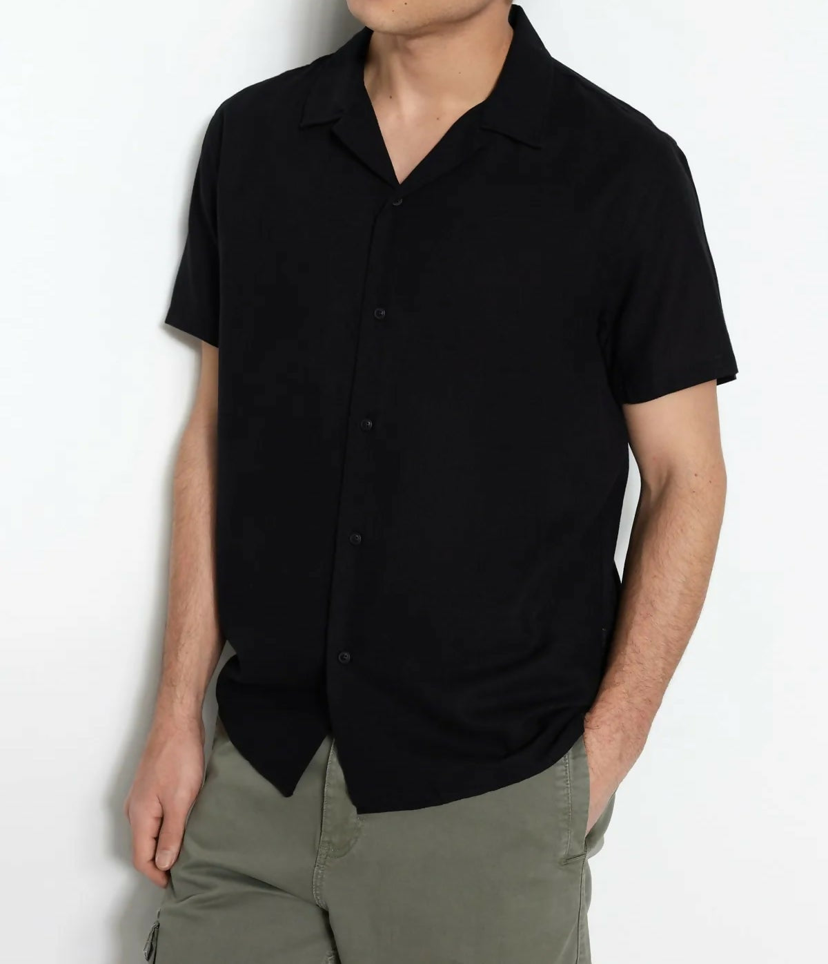 SLN MAN Black Relaxed Fit Short Sleeve Shirt