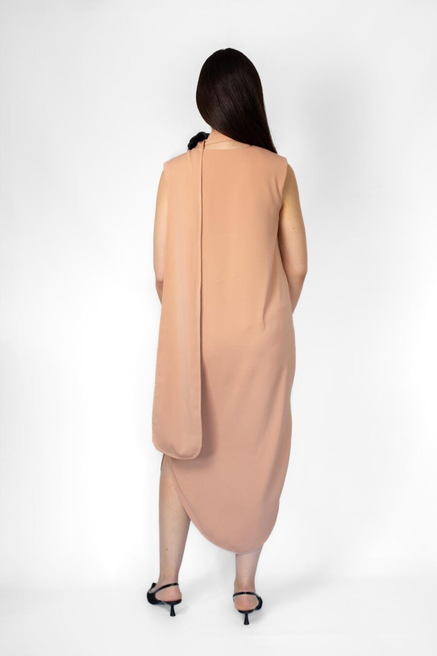 Zinnia Draped Midi Dress With Scarf