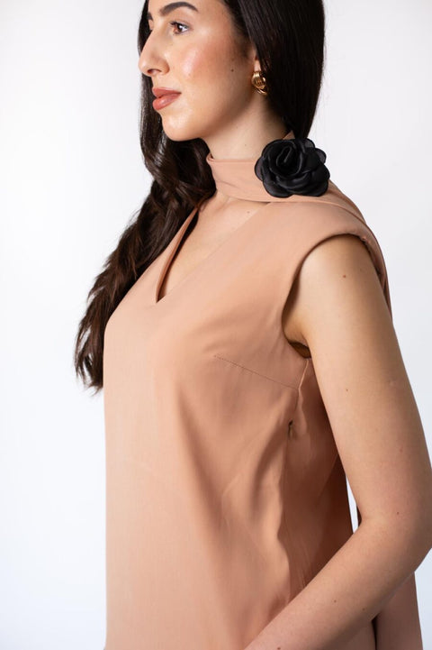 Zinnia Draped Midi Dress With Scarf