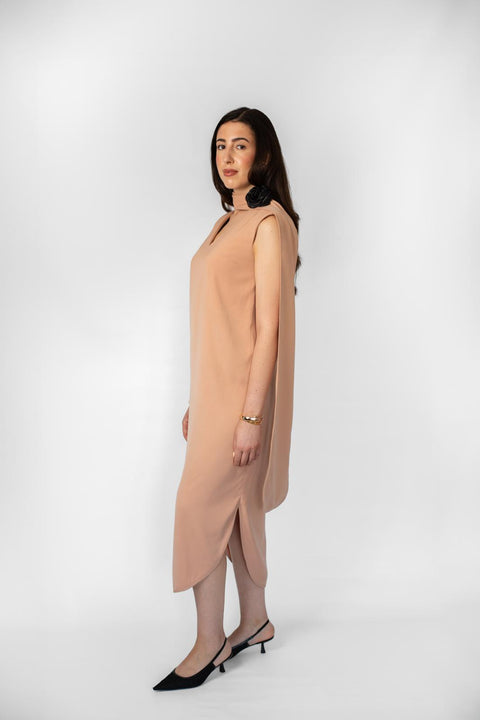 Zinnia Draped Midi Dress With Scarf