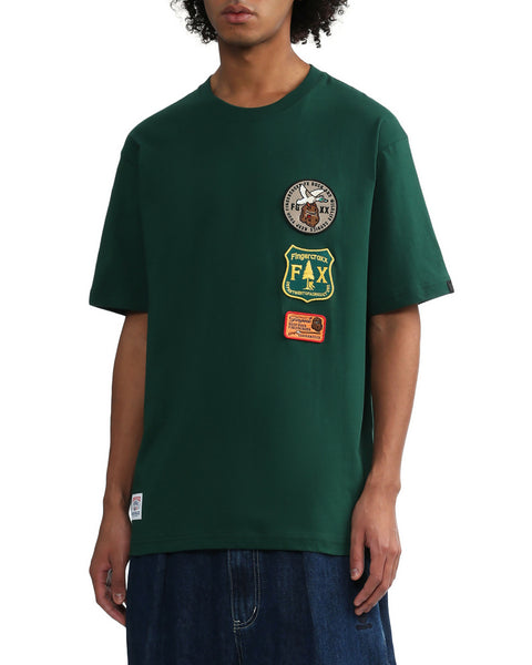 Patched Dark Green T-shirt in Cotton Jersey