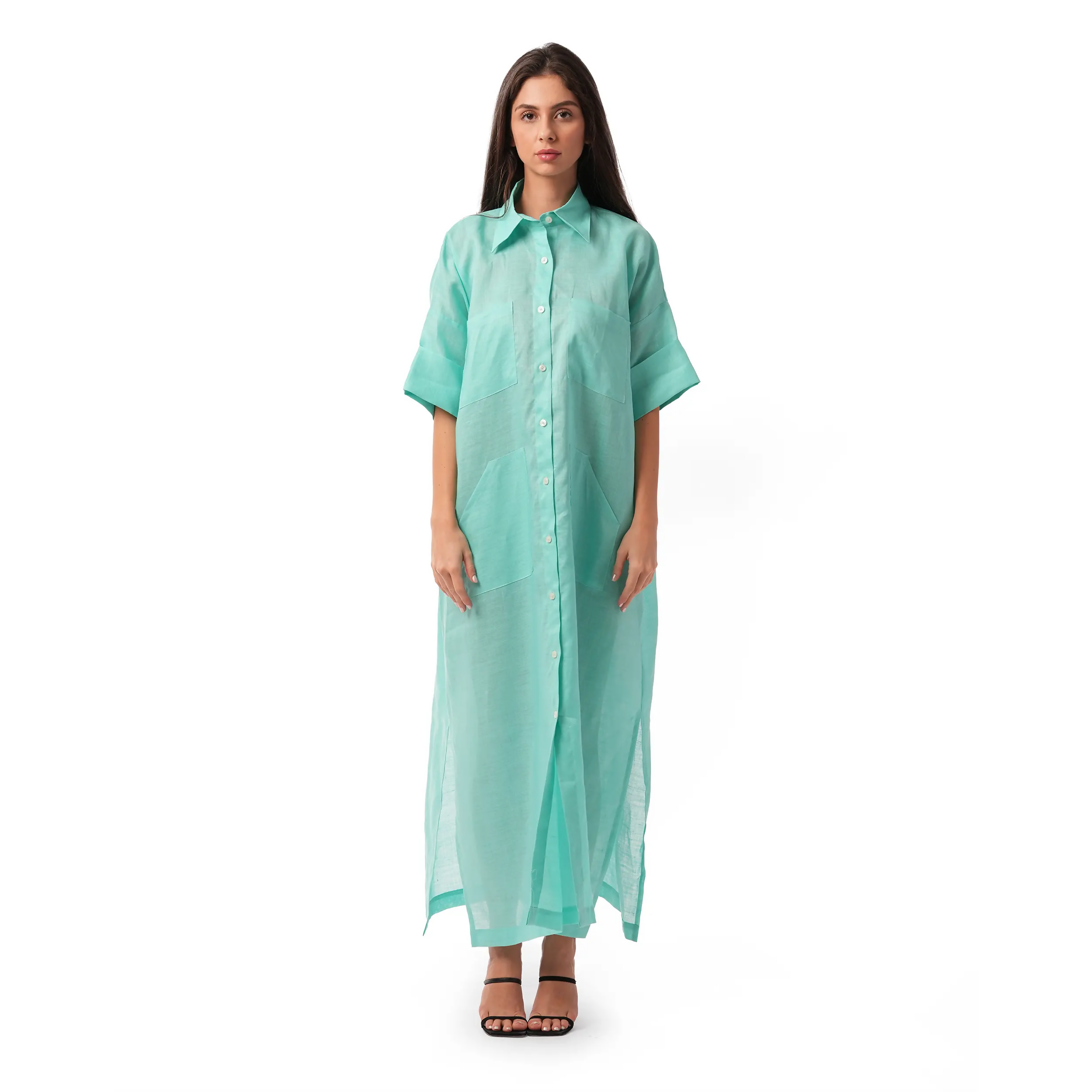 Green Linen Trench Coat