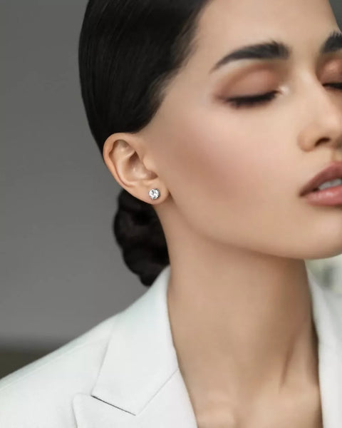 Stud Earrings With Cubic Zirconia 6 mm