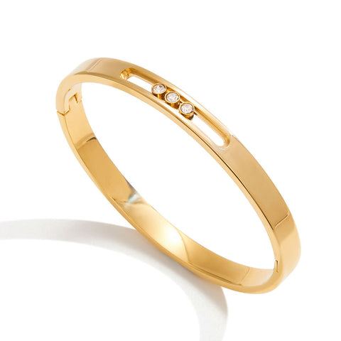Camira – Rhinestone Stackable Bangle, 18K Gold Finish