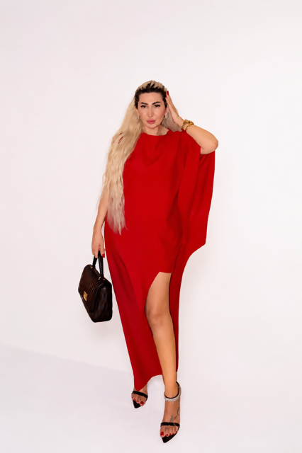 Icona Stile Asymmetric Red Oversize Two-Piece Set