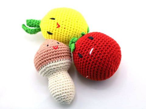 susarts crochet fruit and vegetable '', lemon, tomato, mushroom''