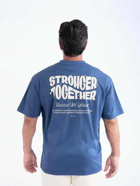 OVERSIZED STRONGER TOGETHER GRAPHIC TEE AIRFORCE BLUE