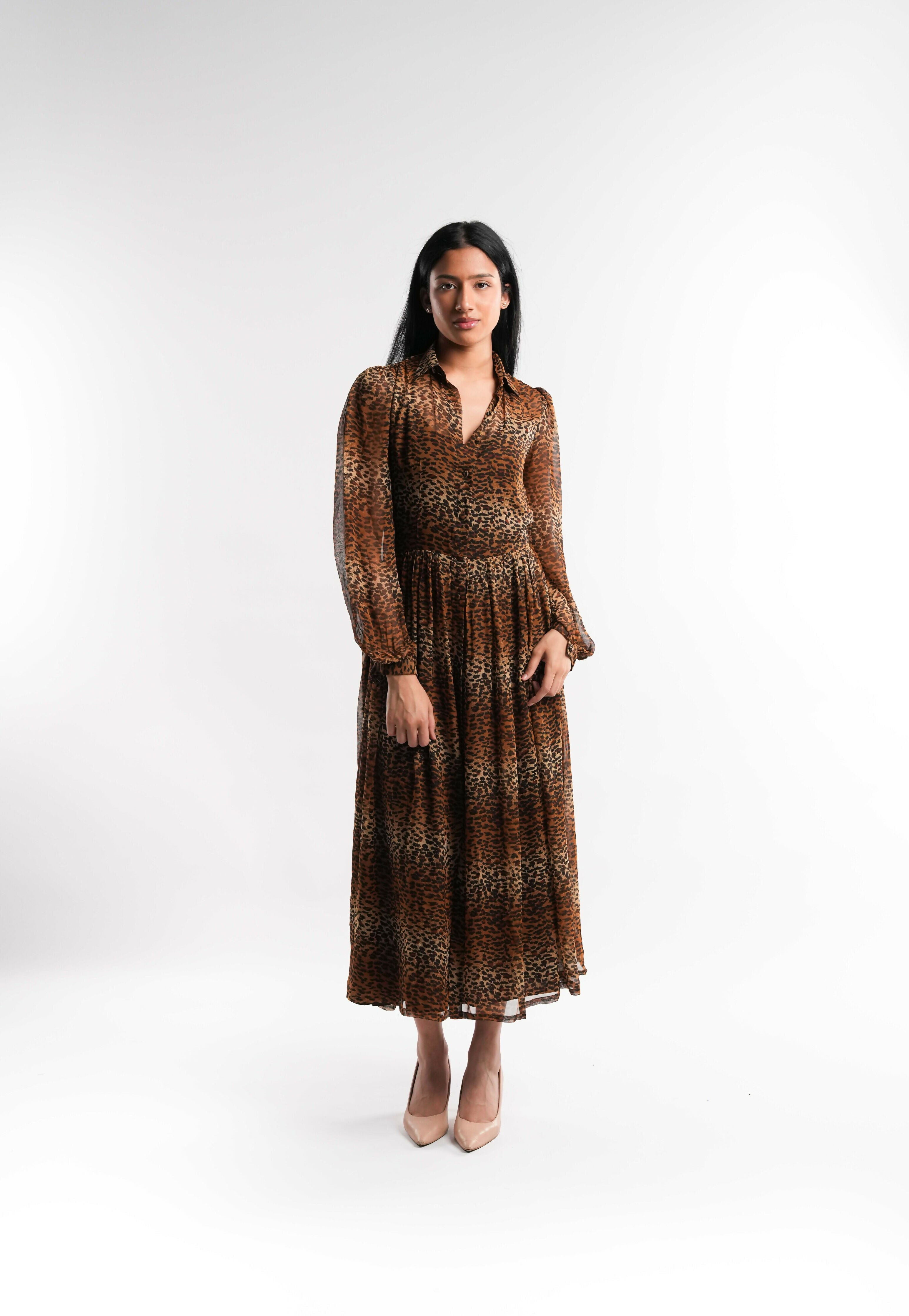 Leopard Print Chiffon Dress
