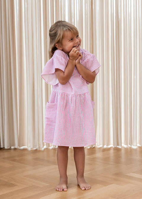 F1402 - CIAO STRIPE DRESS - CLOUD DANCER PINK STRIPE - Extra 3