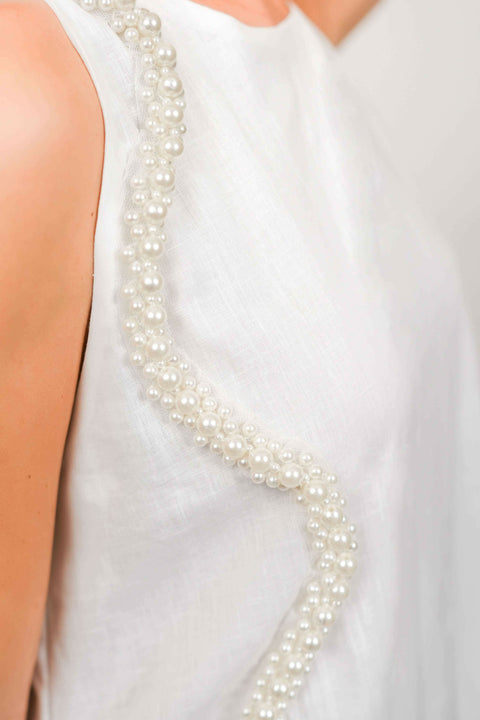 Pearl Linen Maxi Dress