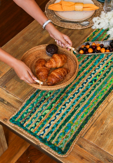 Noor Jute Table Runner - Green