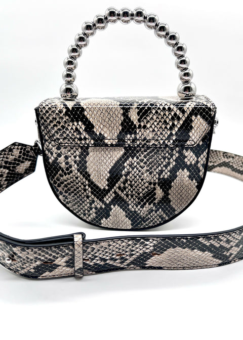 Snake-Look Clutch CRISANTA Snake-Texture Clutch Bag with Silver Hardware