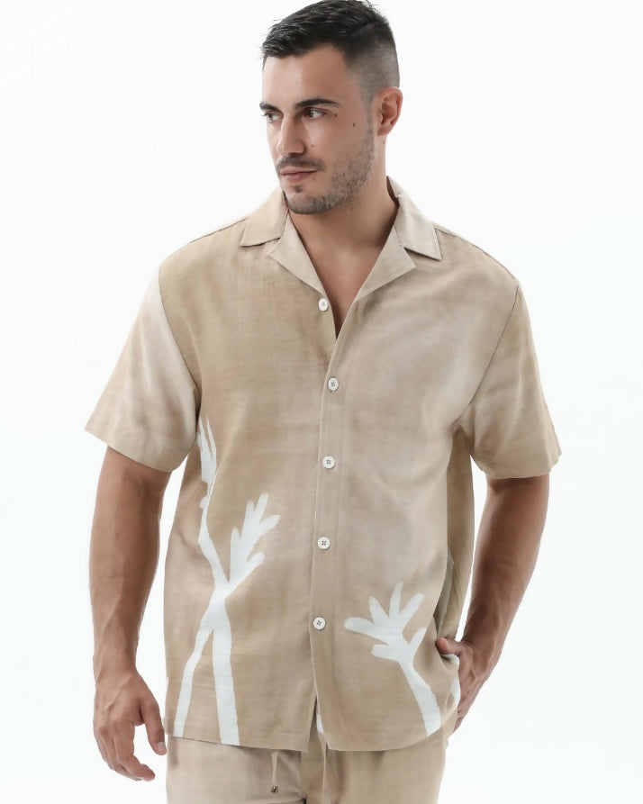 SS Faded Palm Shirt Beige