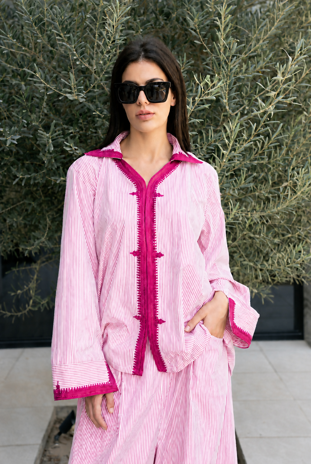 AMARA POPLIN PINK-WHITE-CLEAR