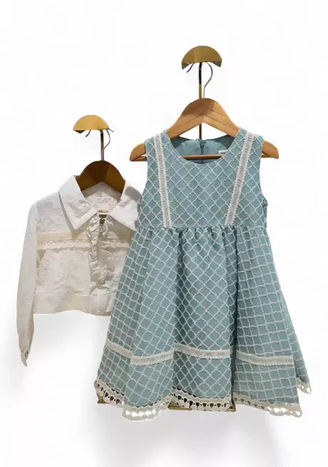 Ava Jacquard Dress Set in Mint