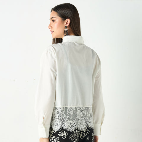 Solid Shirt with Lace hem