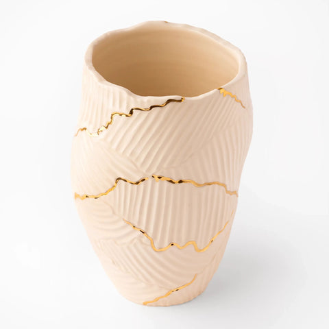 Handcrafted Porcelain Vase with Gold Lining