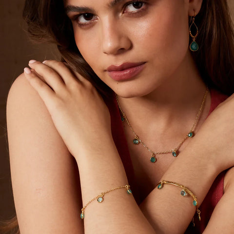 Circular Stone Droplet Topaz Bangle