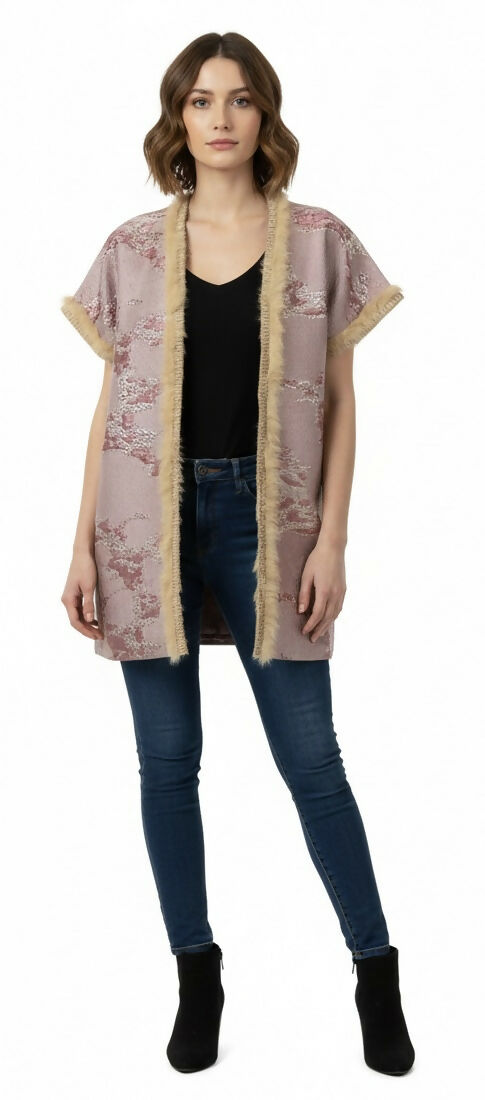 Mini Organza Cape with Fur Trim