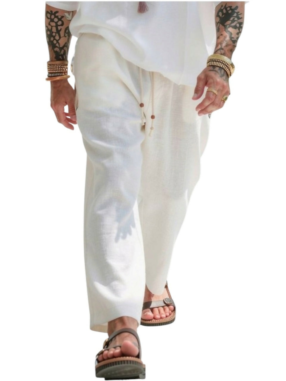 Cotton Relaxed Baggy Pants - White