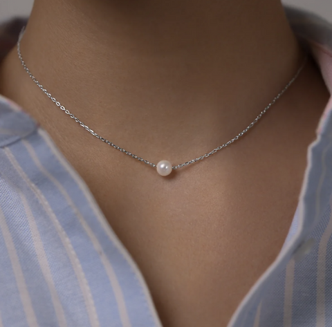 Necklace Natural Round 6 mm Fresh Water Pearl