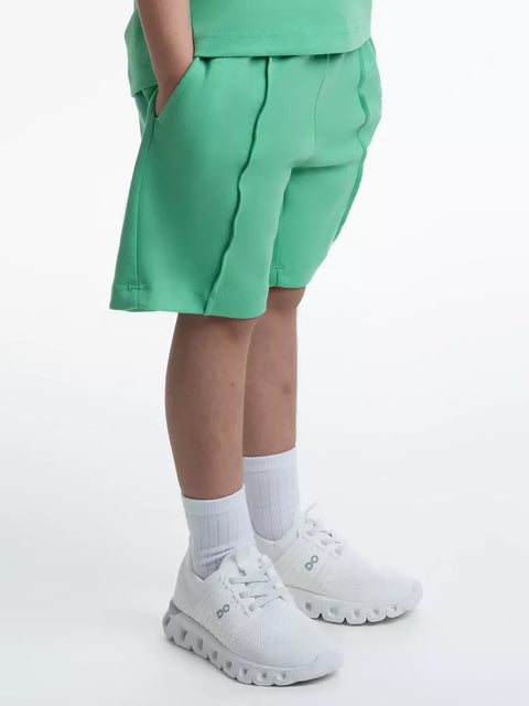 Kids OS Cotton Shorts with 3D Embroidery Green