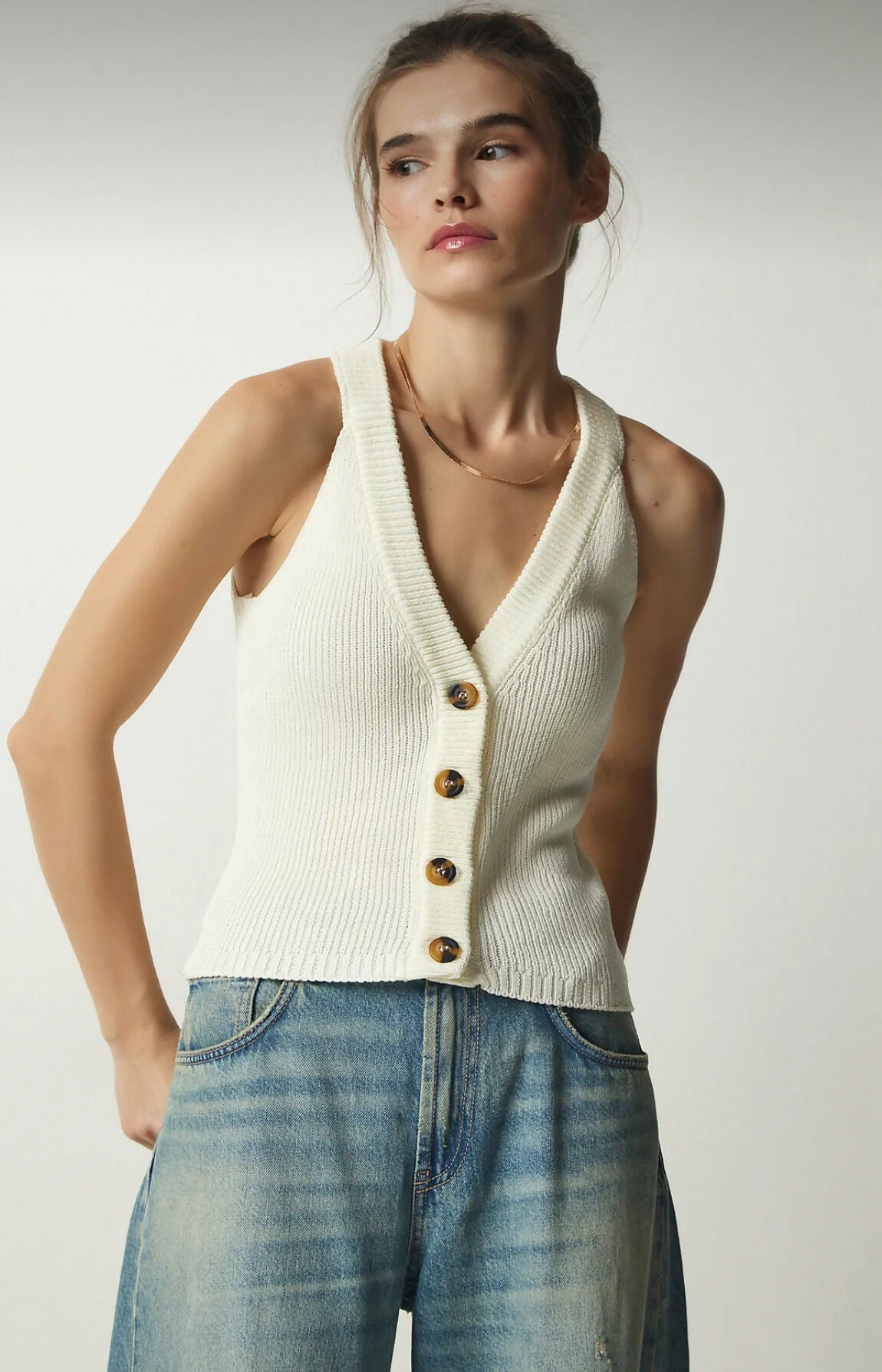 MY PEANUT Ezgi Tricot Top In Ecru