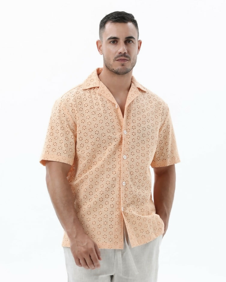 SS Cut-out Embroidered Pale Coral