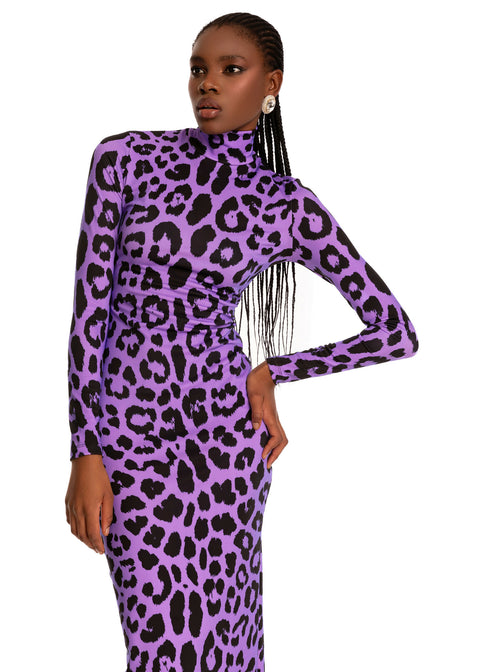 Leopard Maxi Dress in Purple