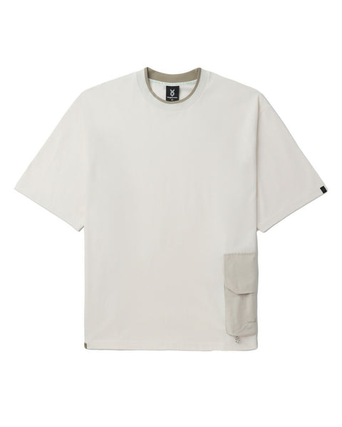 Patch Pocket Ivory T-shirt in Cotton Jersey