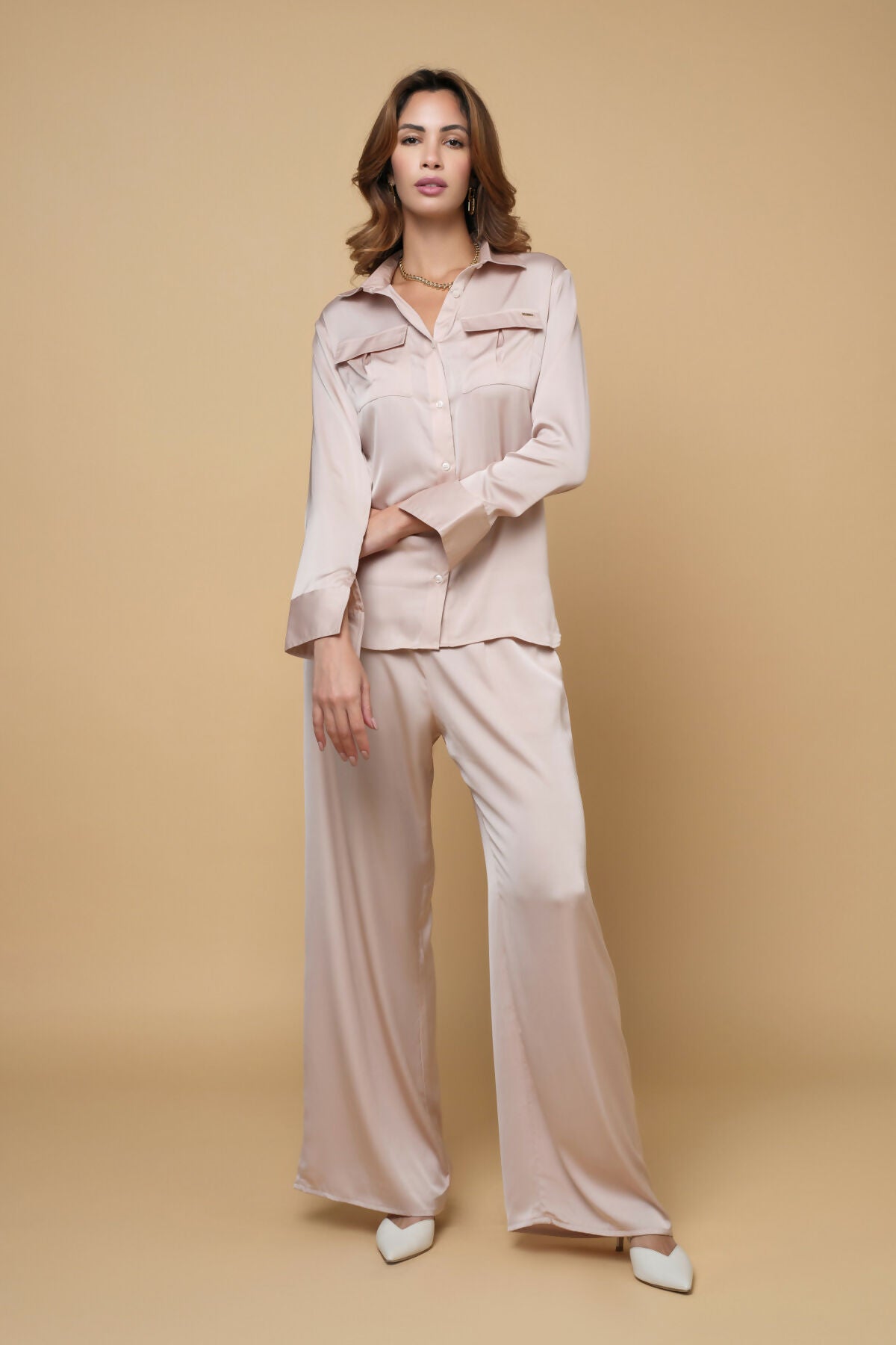 Power Play Silk Pants Beige