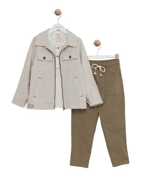 BOMBILI Boys 3-piece set (shirt,jacket,pants) - Beige