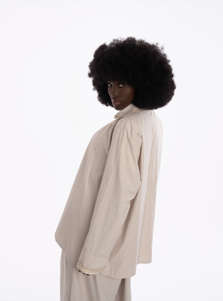 AMARA POPLIN BEIGE-WHITE