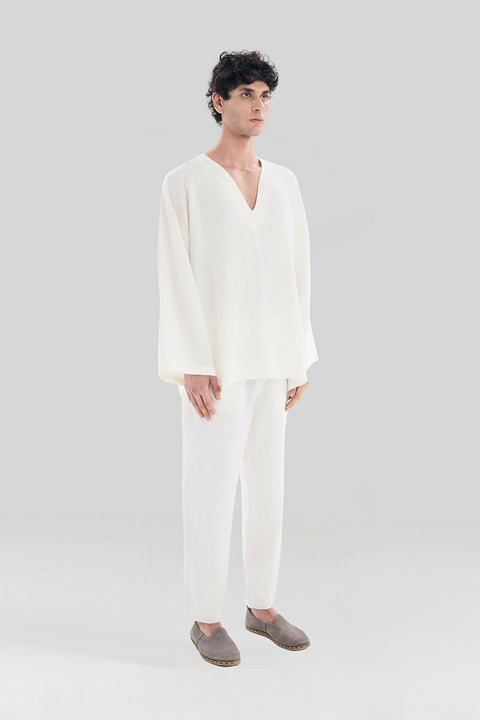 T 03 White Linen T-Shirt