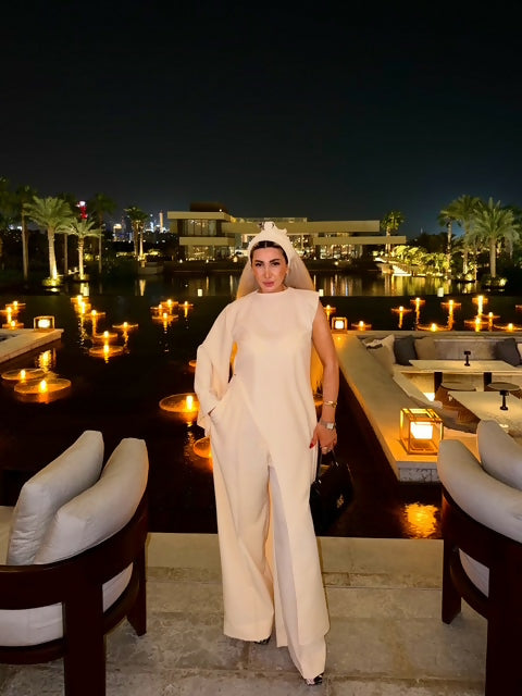 Icona Stile Asymmetric Beige Oversize Two-Piece Set